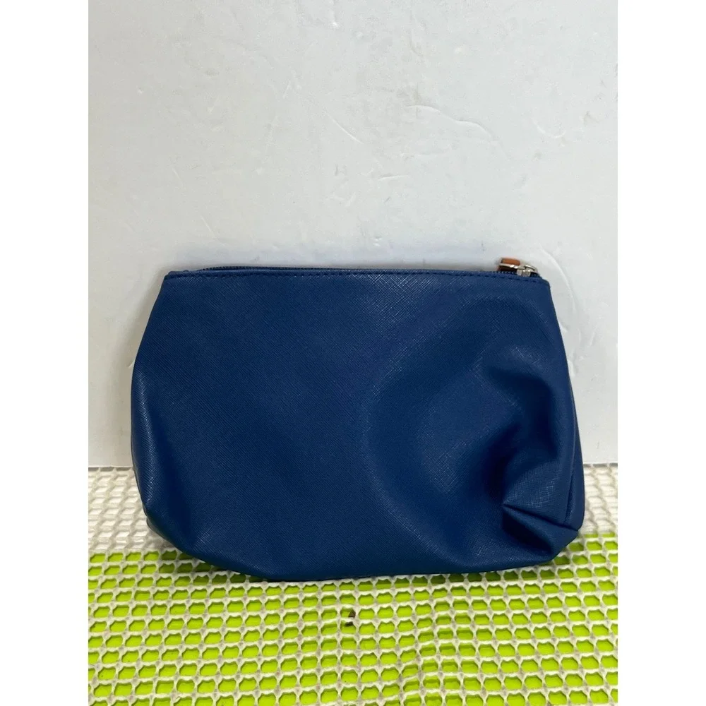 Bric's Airlines Navy‎ Blue Saffiano Toiletry Pouch Amenity Bag EUC